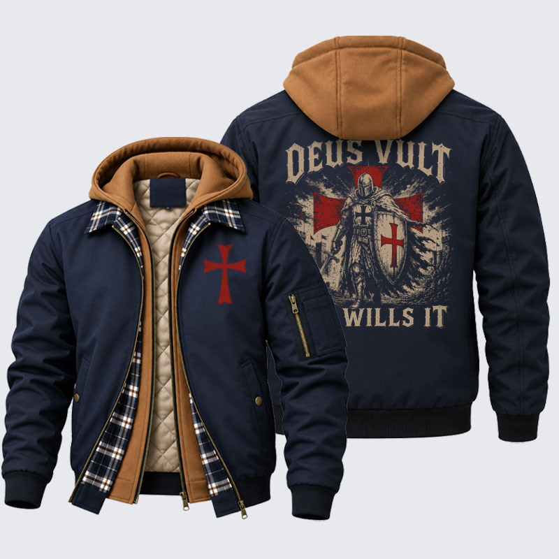 Hooded Bomber Jacket - Deus Vult