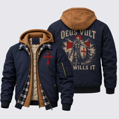 Hooded Bomber Jacket - Deus Vult