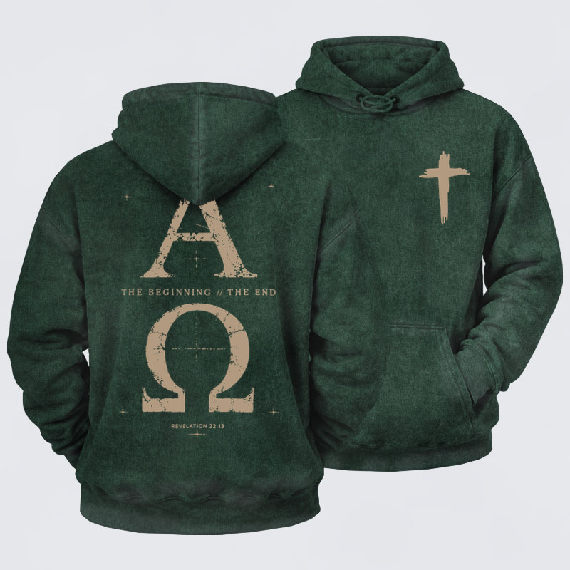 Washed Hoodie  - Alpha and the Omega Revelation 22:13