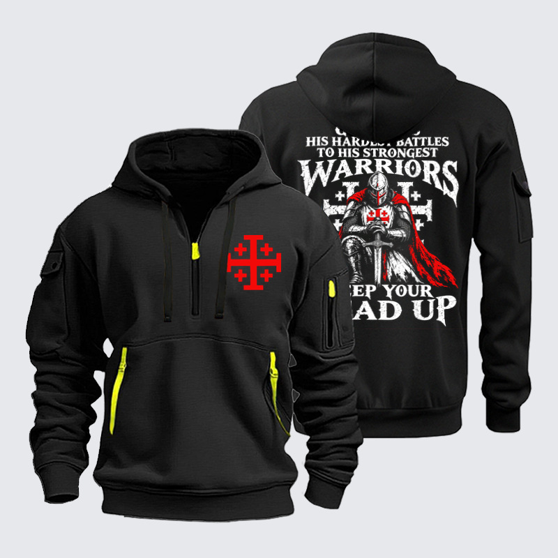 Zipper Hoodies –God Gives His Hardest Battles – Christian Warrior