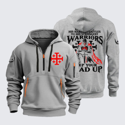Zipper Hoodies –God Gives His Hardest Battles – Christian Warrior