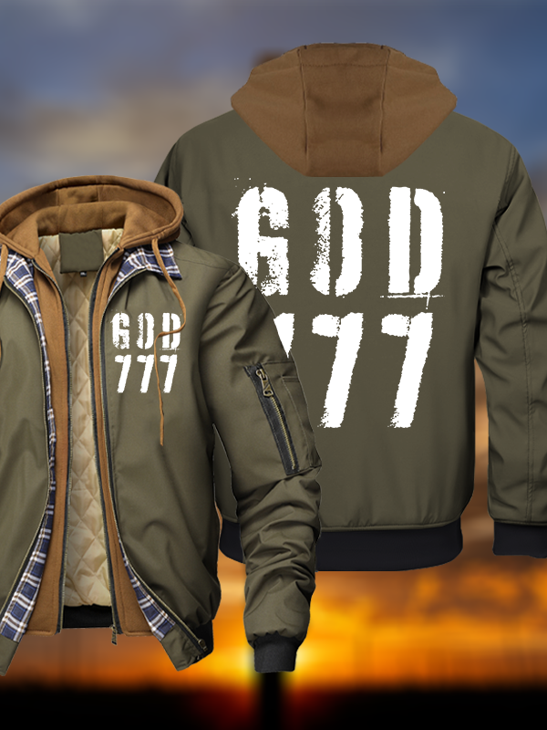 God 777 Warm Hooded Bomber Jacket