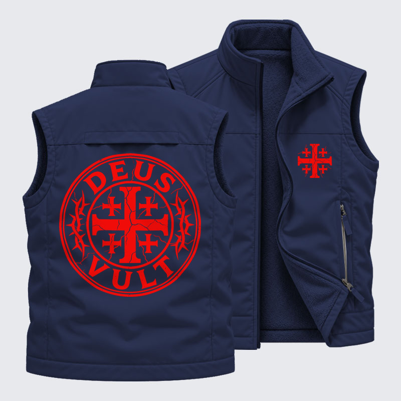 Reversible Fleece-Lined Outdoor Vest - Deus Vult