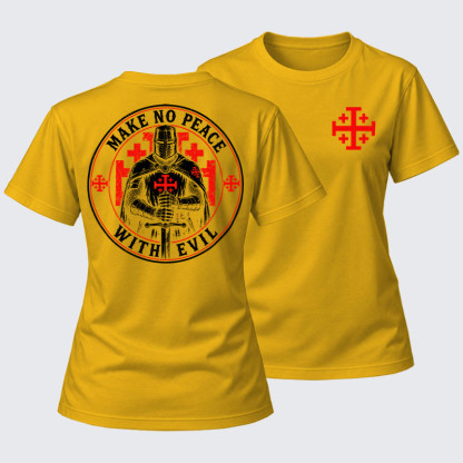 Women's T-shirts   - Make No Peace with Evil Knight Templar Jerusalem Cross