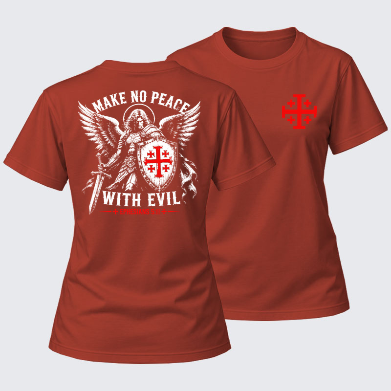 Women's T-shirts  - Make No Peace with Evil Knight Templar Jerusalem Cross
