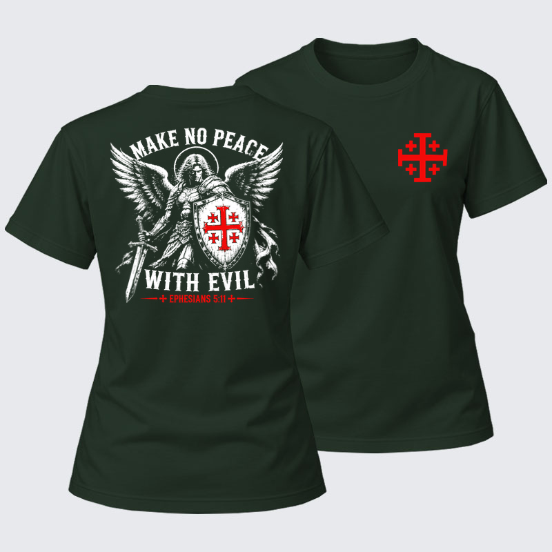 Women's T-shirts  - Make No Peace with Evil Knight Templar Jerusalem Cross