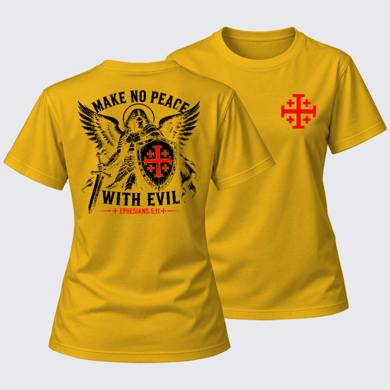 Women's T-shirts  - Make No Peace with Evil Knight Templar Jerusalem Cross