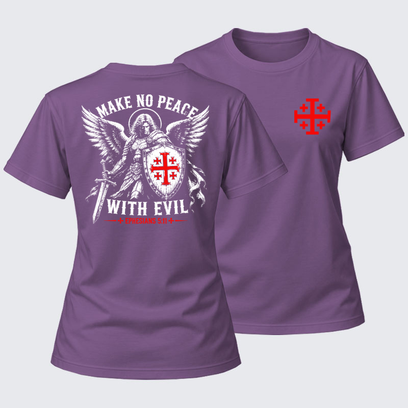 Women's T-shirts  - Make No Peace with Evil Knight Templar Jerusalem Cross