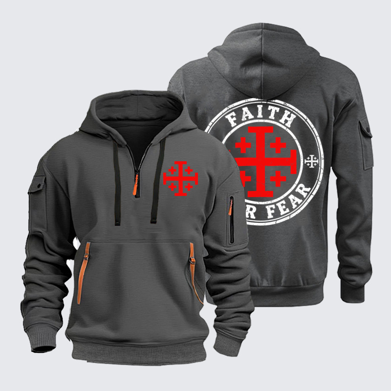 Zipper Hoodies Ave Christus Rex –Faith Over Fear – Jerusalem Cross