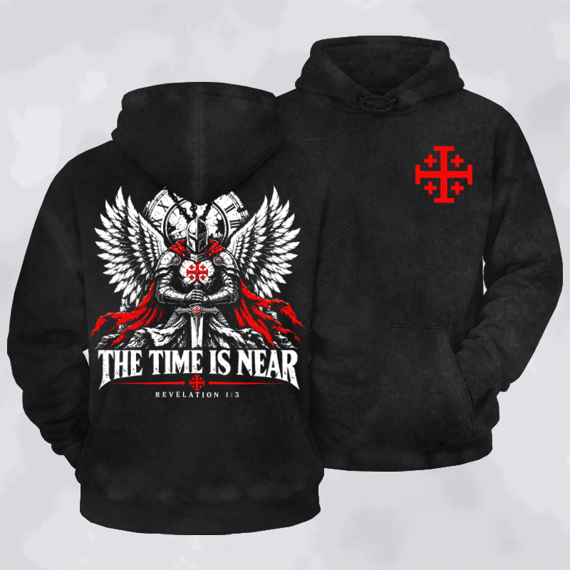 Washed Hoodie - The Time Is Near Revelation 1:3