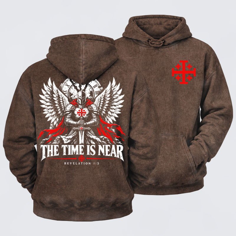 Washed Hoodie - The Time Is Near Revelation 1:3