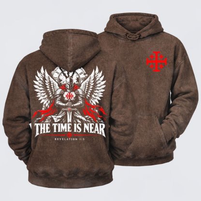 Washed Hoodie - The Time Is Near Revelation 1:3