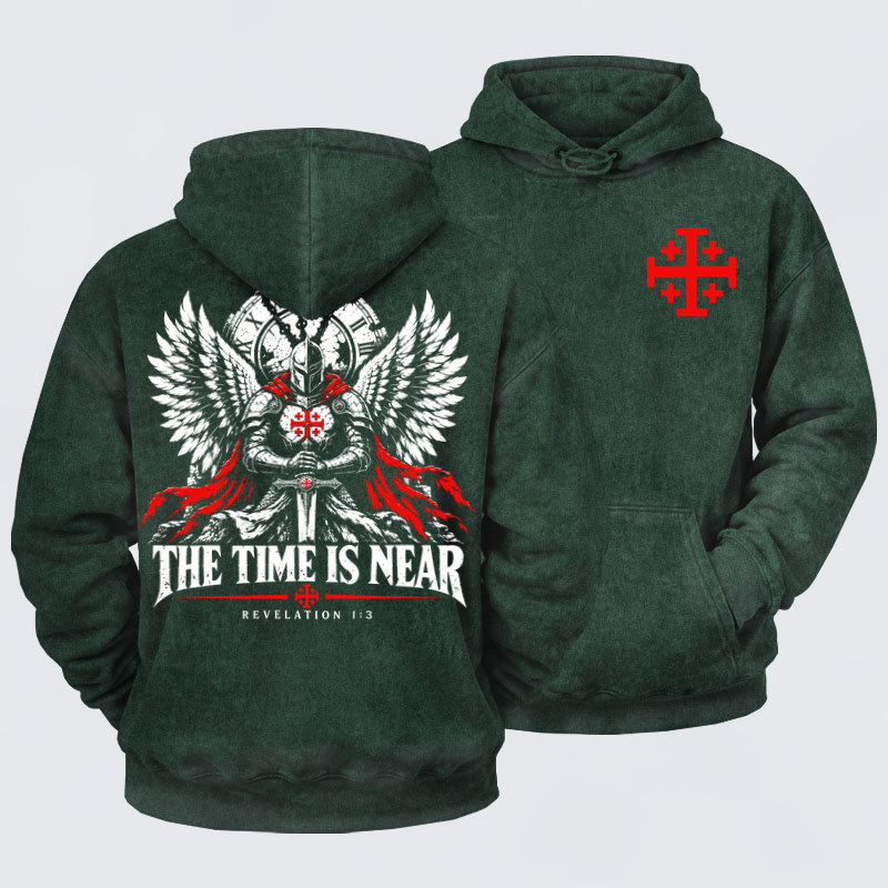 Washed Hoodie - The Time Is Near Revelation 1:3