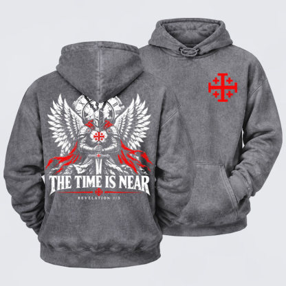 Washed Hoodie - The Time Is Near Revelation 1:3