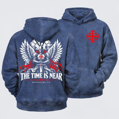 Washed Hoodie - The Time Is Near Revelation 1:3