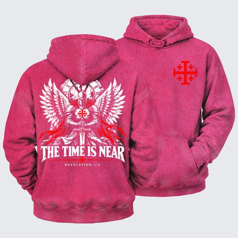 Washed Hoodie - The Time Is Near Revelation 1:3