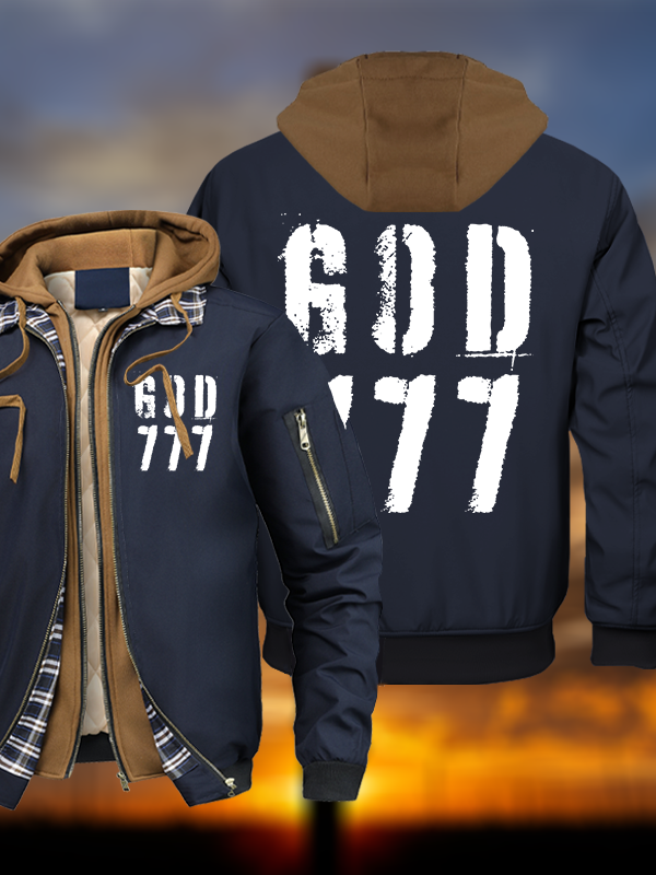 God 777 Warm Hooded Bomber Jacket