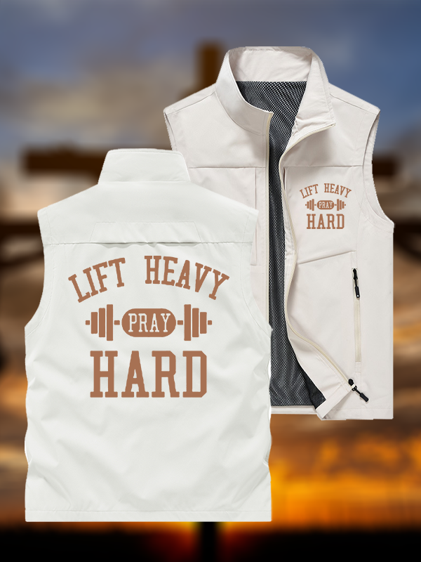 Lift Heavy Pray Hard  Jesus God Christian Outdoor Quick-dry Vest
