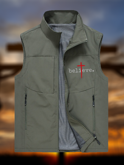 Red Cross Believe Jesus God Christian Outdoor Quick-dry Vest