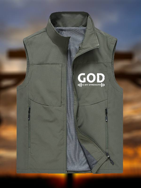God Is My Strength Jesus God Christian Outdoor Quick-dry Vest