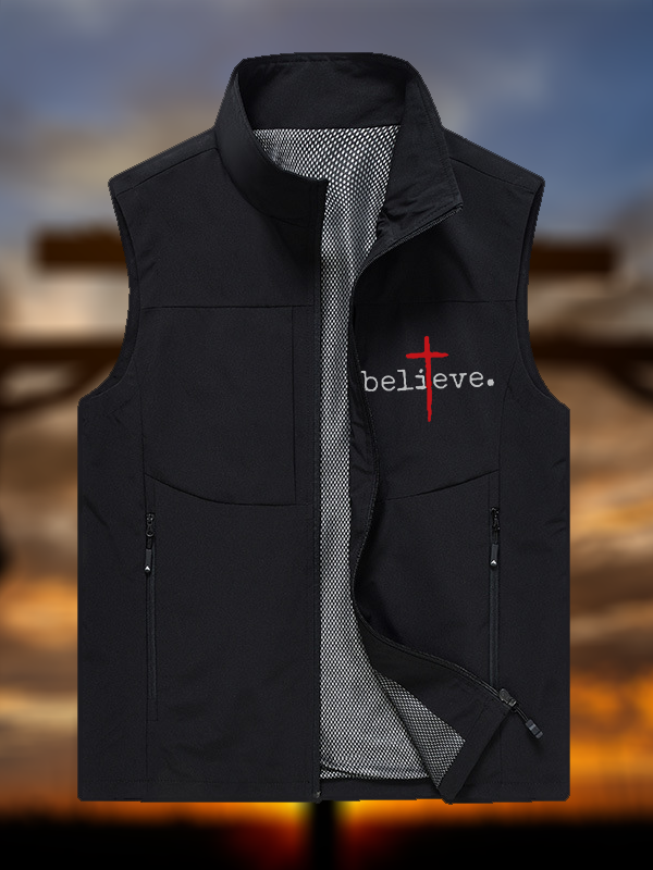Red Cross Believe Jesus God Christian Outdoor Quick-dry Vest