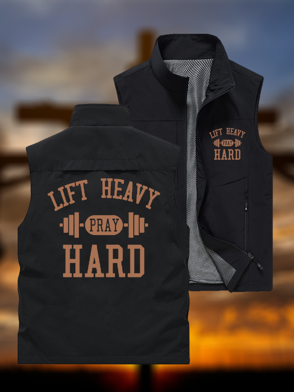 Lift Heavy Pray Hard  Jesus God Christian Outdoor Quick-dry Vest