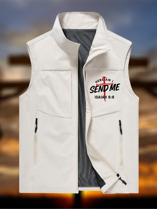 Here Am I Send Me Jesus God Christian Outdoor Quick-dry Vest