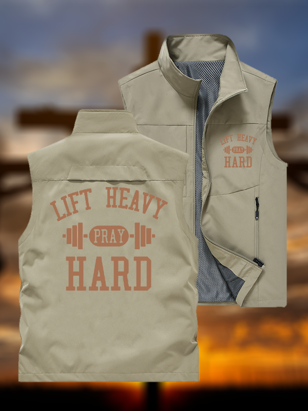 Lift Heavy Pray Hard  Jesus God Christian Outdoor Quick-dry Vest