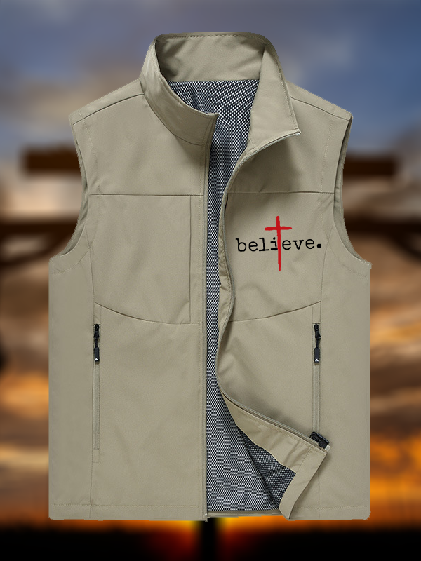 Red Cross Believe Jesus God Christian Outdoor Quick-dry Vest