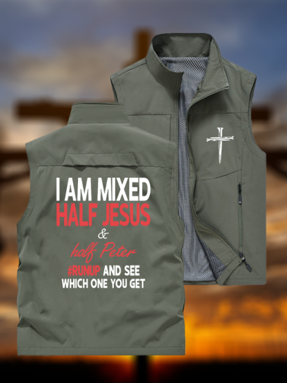 I Am Mixed Half Jesus & Half Peter Jesus God Christian Outdoor Quick-dry Vest