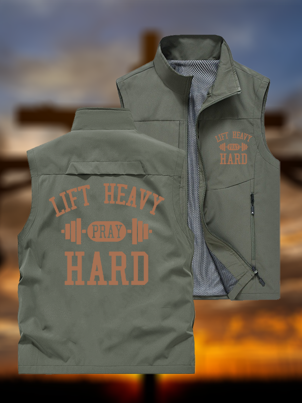 Lift Heavy Pray Hard  Jesus God Christian Outdoor Quick-dry Vest