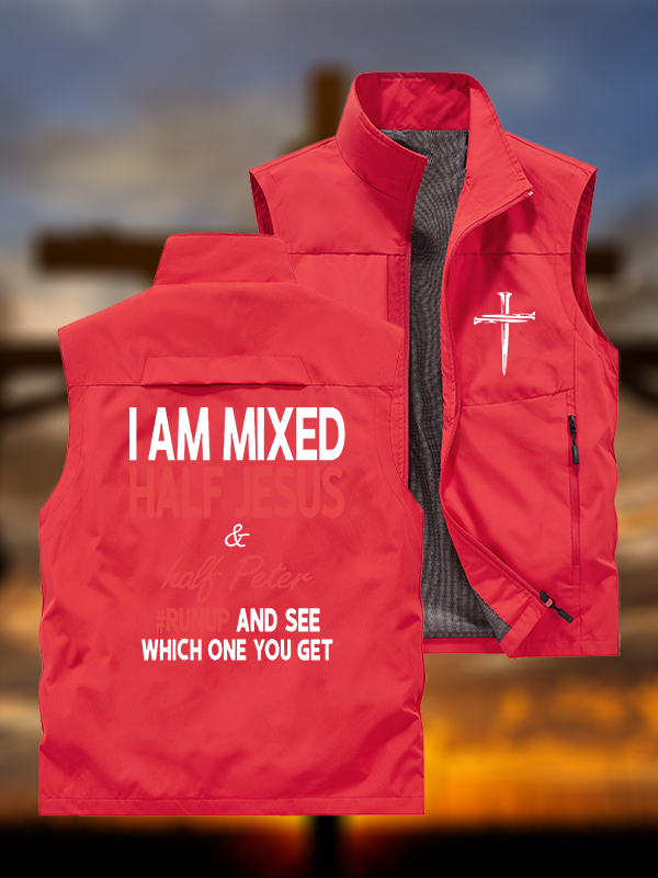 I Am Mixed Half Jesus & Half Peter Jesus God Christian Outdoor Quick-dry Vest