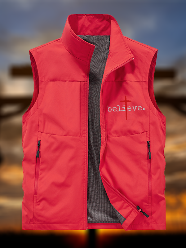 Red Cross Believe Jesus God Christian Outdoor Quick-dry Vest
