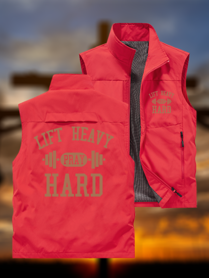 Lift Heavy Pray Hard  Jesus God Christian Outdoor Quick-dry Vest