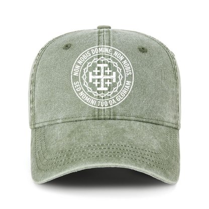 [Copy]Heritage Washed Cap - Make No Peace with Evil Knight Templar Jerusalem Cross