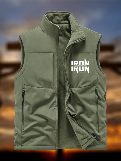 IRON SHARPENS IRON Proverbs 27:17 Jesus God Christian Reversible Outdoor Fleece-Lined Multi-Pocket Vest