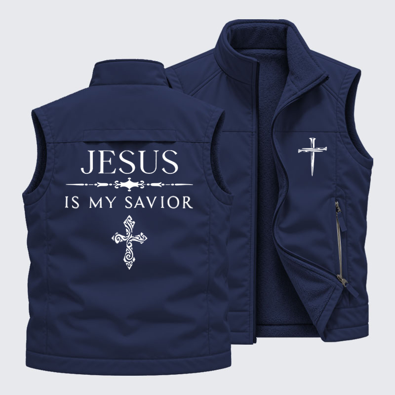 Reversible Fleece-Lined Outdoor Vest -Jesus Is My Savior   
