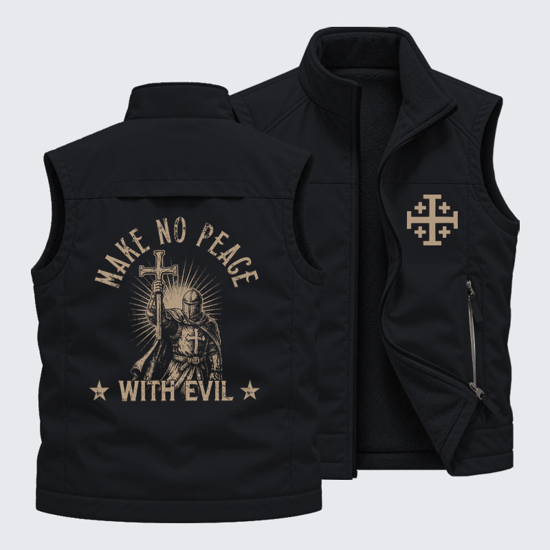 Fleece-LinedOutdoor Utility Vest - Make No Peace With Evil