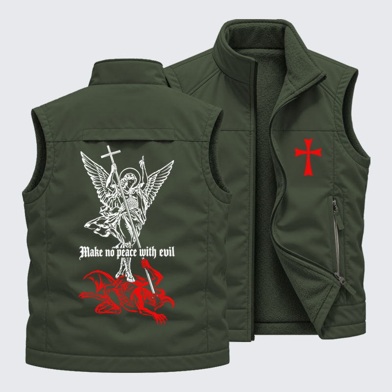 Fleece-LinedOutdoor Utility Vest - Make No Peace with Evil – Saint Michael