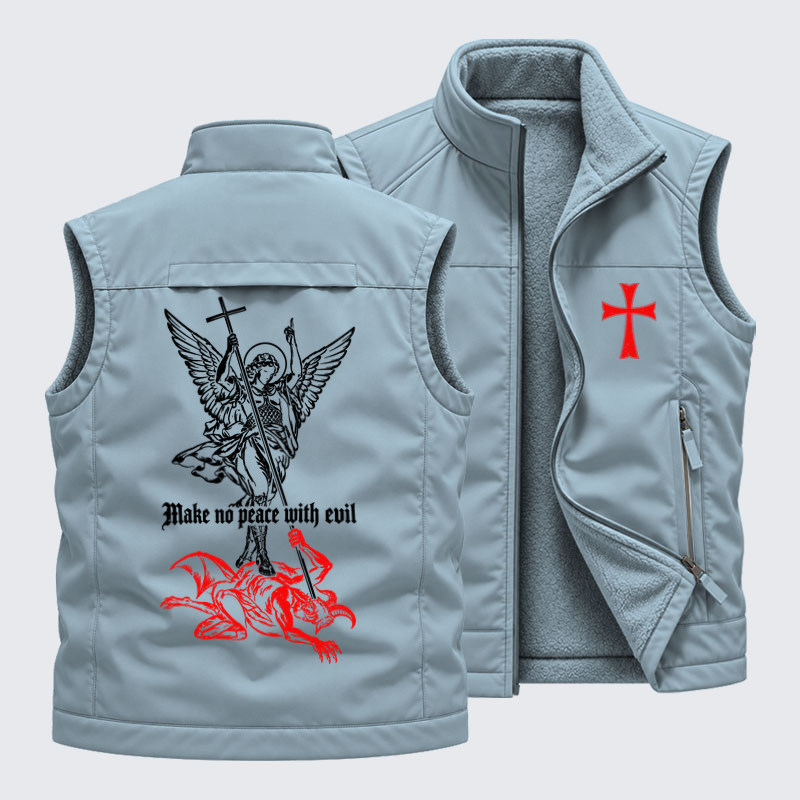 Fleece-LinedOutdoor Utility Vest - Make No Peace with Evil – Saint Michael