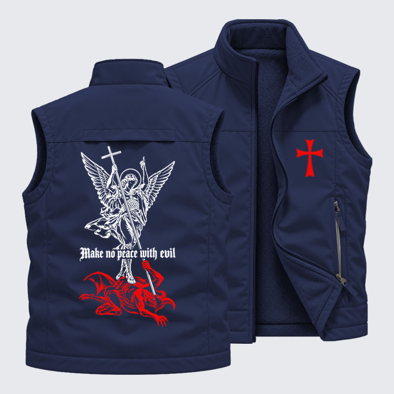 Fleece-LinedOutdoor Utility Vest - Make No Peace with Evil – Saint Michael