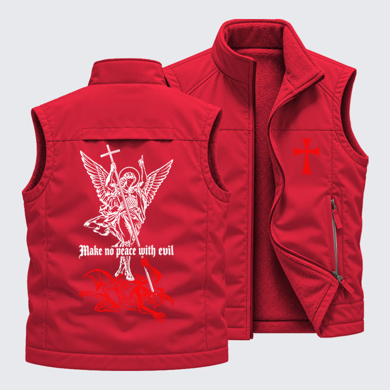 Fleece-LinedOutdoor Utility Vest - Make No Peace with Evil – Saint Michael