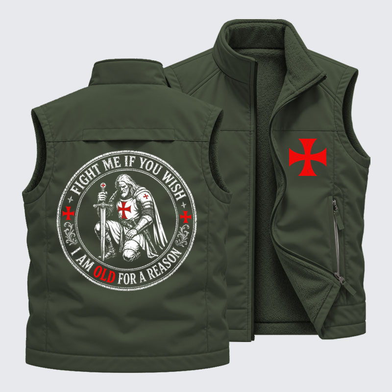 Fleece-LinedOutdoor Utility Vest - Fight Me If You Wish I Am Old For A Reason