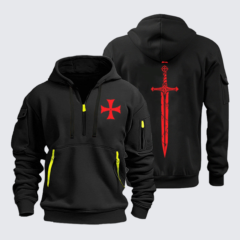Zipper Hoodies –Crusader Cross & Sword – Christian Knight