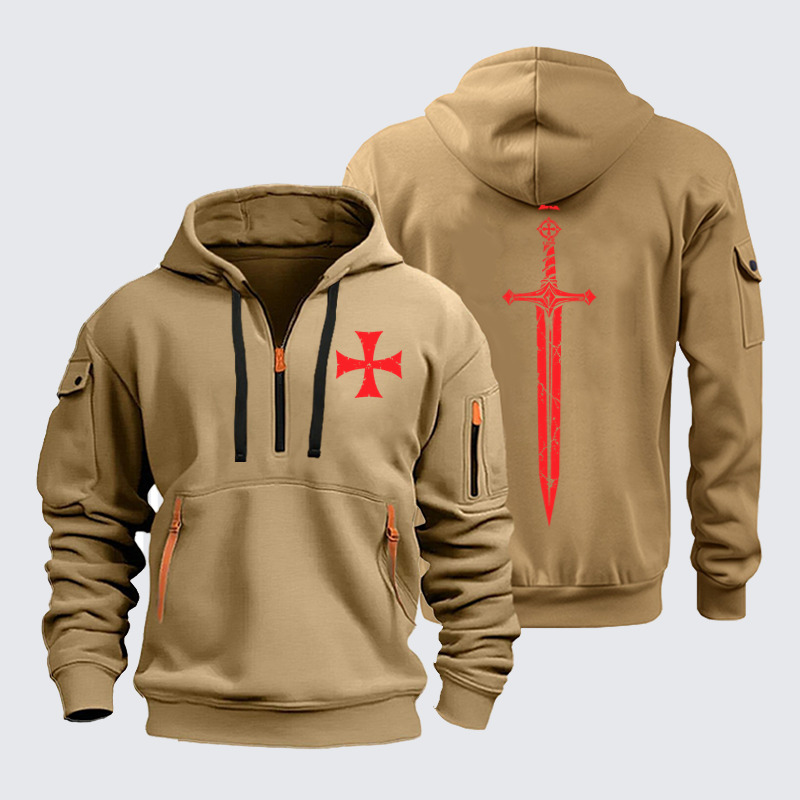 Zipper Hoodies –Crusader Cross & Sword – Christian Knight