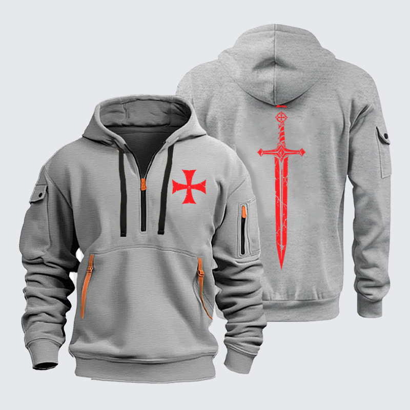 Zipper Hoodies –Crusader Cross & Sword – Christian Knight