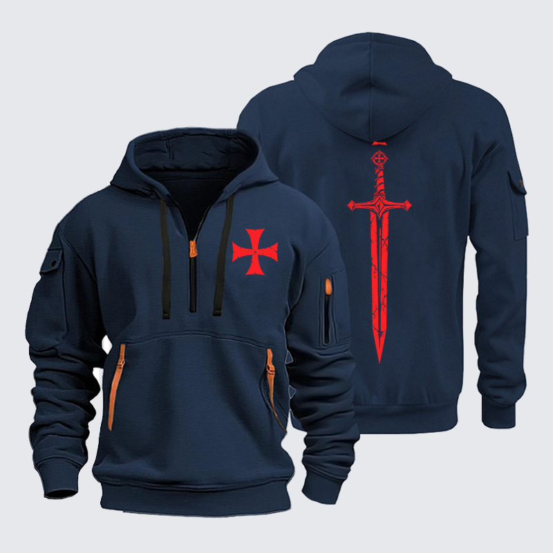 Zipper Hoodies –Crusader Cross & Sword – Christian Knight