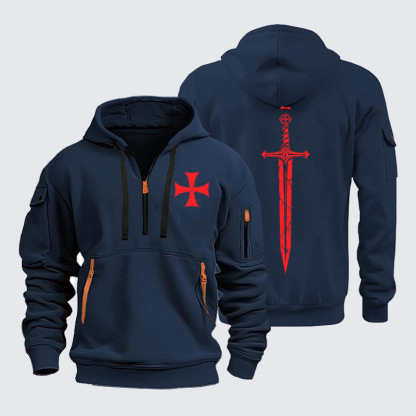Zipper Hoodies –Crusader Cross & Sword – Christian Knight