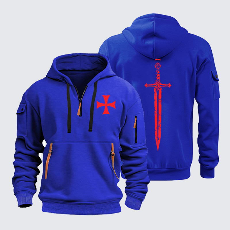 Zipper Hoodies –Crusader Cross & Sword – Christian Knight