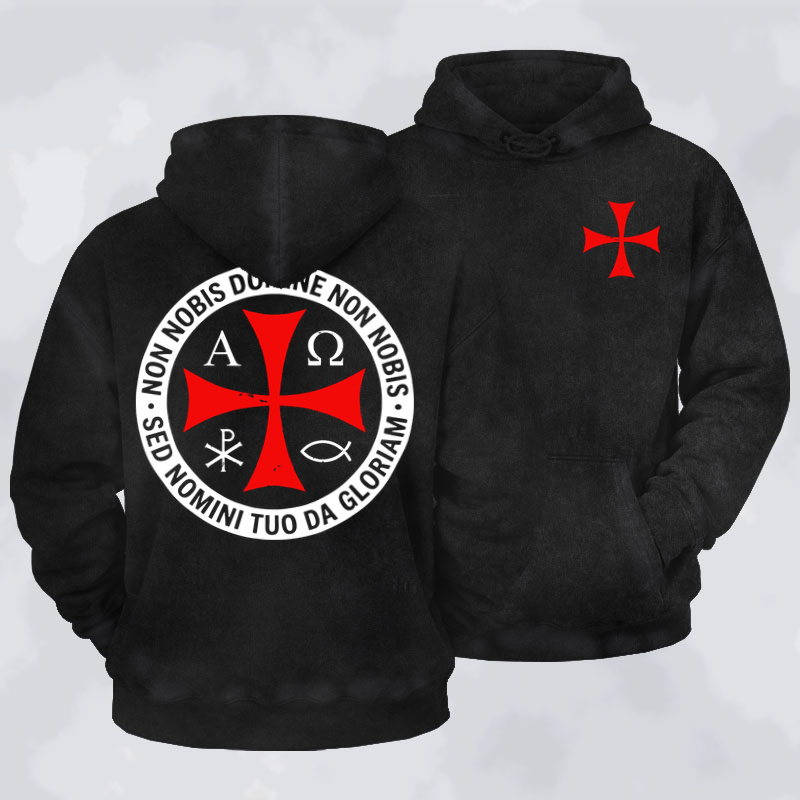 Washed Hoodie - Non Nobis Domine, Non Nobis, Sed Nomini Tuo Da Gloriam